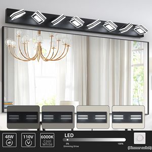 Lampada da Parete LED Moderna ed Elegante da 52 Pollici, 8 Luci, Efficiente dal Punto di Vista Energetico, in Ferro e Acrilico, Dimmerabile, per Specchi da Bagno - Product Image 5
