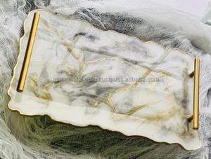 Brass <b>Dessert</b> Tray with Gold Plated Finished Rectangle Shape With Handles Perfect for Hotel Food Serving and Elegant Displays - Product Image 3