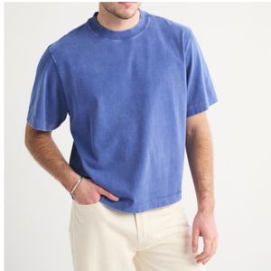 Camiseta Azul Oversize para Hombre, de Algodón, Corte Holgado, Lisa, Manga Corta, Casual, Básica, con Logotipo Personalizado, Venta al Por Mayor, OEM, ODM - Product Image 2