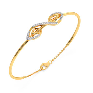 <b>Infinity</b> Leaf Diamond <b>Bracelet</b> with Yellow Gold Slim Frame and Interwoven Botanical Center Design - Product Image 2