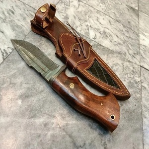 A&M ENTERPRISES Handmade Damascus Steel Hunting Knife Fixed Wooden Handle Industrial Grade Outdoor Survival Utility OEM - Product Image 1