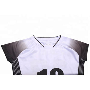 Maillot de football pour homme, blanc et noir dégradé, manches courtes, col rond, polyester respirant, 180 g/m², impression sublimée - Product Image 2