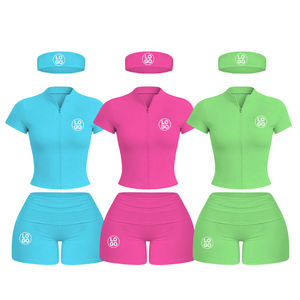 Vente en gros OEM – Nouveaux ensembles de survêtements en coton à manches courtes pour femmes, deux pièces, tenues décontractées et shorts - Product Image 1