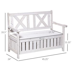Panca da Giardino in Legno Massello a 2 Posti con Vano Portaoggetti, Design Elegante con Pannelli a Persiana per Esterni, Colore Bianco - Product Image 3