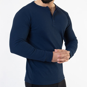 Camiseta de Manga Larga para Hombre, Tejida, de Color Sólido, Cuello Redondo, Corte Ajustado, Transpirable, Informal - Product Image 4