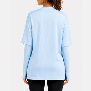 Camisetas Deportivas Personalizadas para Mujer, de Poliéster, Material de Alta Calidad, Tejido Acanalado Elástico, Ropa Deportiva, Camiseta Lisa - Product Image 6