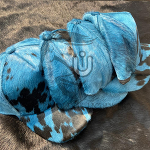 Gorra de Cuero Genuino con Pelo de Vaca, Color Azul Teñido, Nueva Colección 2026, para Hombre y Mujer - Product Image 4