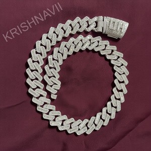 20MM Moissanite 925 Silver 18K Gold Plated Cuban Link Chain Iced Mens Women Luxury Hip Hop Jewelry <b>Statement</b> <b>Necklace</b> Premium - Product Image 5