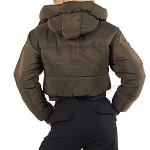Women's Cropped <b>Quilted</b> Puffer Oversized Hood Fashion Layering Jacket Lightweight Statement Outerwear OEM private label - Product Image 3
