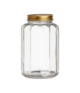 Large Size Glass <b>Jar</b> With Metal Lid Perfect For Storing Bulk Snacks Grains And Dry Fruits In Safe Way - Product Image 2