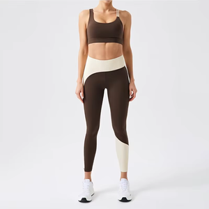 OEM Women Lightweight Gym Fitness Striped Breathable 2 Piece Sets High Waist Butt Lifting Bottoms Sports Active Yoga Front Logo - Product Image 1