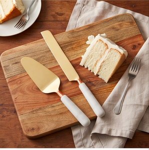 Ensemble de couteaux à fromage dorés avec manche en marbre, épandeur à beurre et spatule à gâteau en acier inoxydable, 2 pièces pour la cuisine - Product Image 4