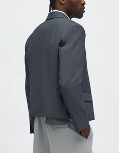 Veste de costume croisée pour homme en laine et polyester, style professionnel, col cranté, logo personnalisé, infroissable, coupe classique - Product Image 2