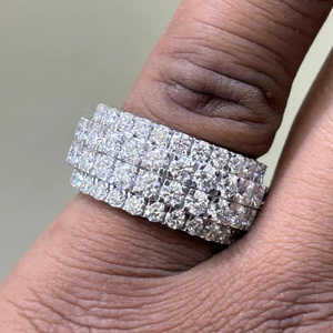 Round Brilliant Cut Moissanite Diamond Full <b>Eternity</b> Engagement Wedding Band 925 Sterling <b>Silver</b> Iced Hop Hop <b>Ring</b> Men's Jewelry - Product Image 6
