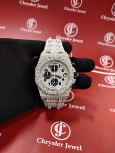 Mouvement automatique mécanique de haute qualité fait à la main VVS Moissanite diamant glacé homme femme montre de luxe en acier inoxydable - Product Image 6