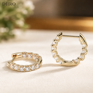 18K Yellow Gold Plated <b>Hoop</b> <b>Earrings</b> with Round Diamond Women's Luxury Everyday Wear Moissanite Jewelry - Product Image 1
