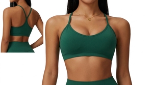 Soutien-gorge de sport à faible impact pour femmes, sans couture, rembourré, pour yoga, pilates, gym, fitness, vêtements de sport personnalisés, vente en gros - Product Image 2