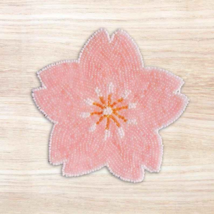 Posavasos con Cuentas de Flor de Cerezo, Diseño Floral Clásico de Primavera Hecho a Mano, Ecológico, Redondo, Tamaño Personalizable por FLORAL DESIGN - Product Image 5