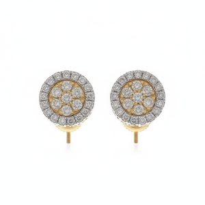 Pendientes de Diamantes Naturales de Corte Redondo de 1 Quilate, Oro Amarillo de 10k, Joyería Fina para Mujer - Product Image 1