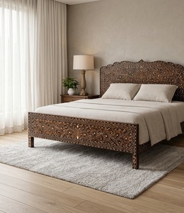 Base de Cama King Size de Madera Maciza Tallada a Mano, Estilo Europeo Tradicional, con Almacenamiento, para Uso en Hoteles y Apartamentos - Product Image 3