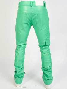 New Arrival Hot Selling <b>Men's</b> Casual Straight <b>Leather</b> <b>Pants</b> Breathable Lightweight High Waist Pockets Customizable Pakistani - Product Image 5