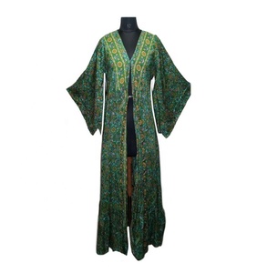 ชุดกิโมโนยาวสำหรับผู้หญิงพิมพ์ลายผ้าเรยอนผสมสีฟรีไซส์พร้อม GC-AP-1110ตกแต่งลูกไม้ - Product Image 3