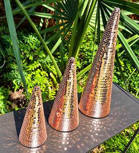 Árbol de Navidad Decorativo con Espejo Dorado Rosa, Mosaico, Adorno Festivo Moderno y Glamuroso para Mesa o Repisa - Product Image 6