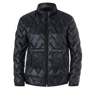 Veste matelassée bleu marine pour homme, col montant, fermeture éclair, vêtement d'hiver décontracté, matière polyester, design coupe-vent - Product Image 6