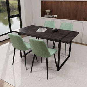 59 \ "MDF tavolo da pranzo in legno nero Set 4 pezzi medievale tavolo da pranzo in pelle scamosciata sedia moderna rettangolare in metallo ristoranti - Product Image 2