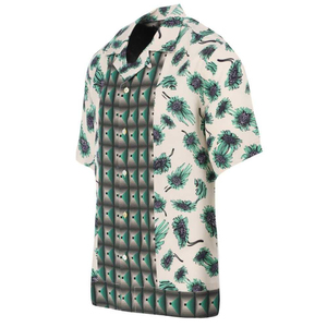 <b>Men</b> Hawaiian <b>Shirt</b> Floral <b>Satin</b> Woven Short Sleeve Casual Summer Beach Button Up Custom Sublimation Print Top - Product Image 5