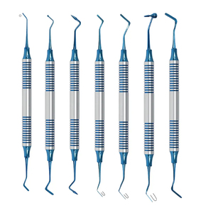 Kit de 7 piezas de instrumentos dentales de composite azules, herramientas manuales de acero inoxidable para limpieza y relleno de dientes, CE, puente óseo - Product Image 4