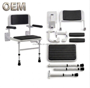 OEM/ODMTaiwan Rust-Proof Aluminum <b>Bathroom</b> Safety Equipment Folding <b>Stool</b> Wall-Mounted Seat Legs Customized Color 250kg Capacity - Product Image 1