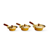 Pot en laiton véritable fait main de 8 pouces avec poignée en bois, fabrication thaïlandaise, léger, style thaïlandais, pour servir des soupes chaudes