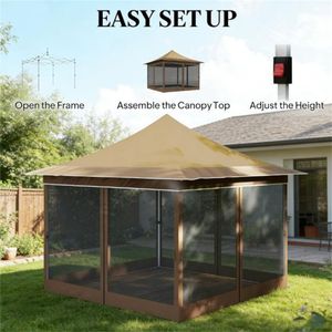 Pérgola de Tela Impermeable Beige para Jardines y Terrazas, Toldo y Gazebo - Product Image 2