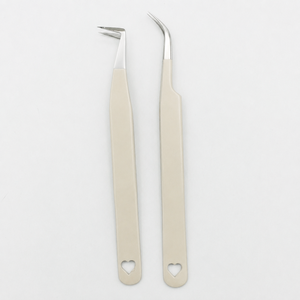 HARRAR Ensemble de pinces à épiler professionnelles pour extensions de cils en acier inoxydable avec manche perlé, 2 pièces, outils de beauté de précision, 13 cm, pointe lisse - Product Image 1