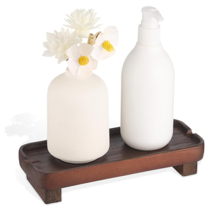 Plateau de vanité en bois Mango Wood Riser Petit plateau de piédestal pour évier Distributeur de savon Salle de bain Cuisine et accessoires de décoration intérieure Utilisation - Product Image 1