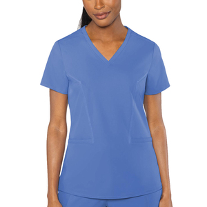 Blusa Médica para Mujer, Cuello en V, Manga Corta, Uniforme de Enfermería, Costuras Princesa, para Clínica, Hospital, con Bolsillos - Product Image 3