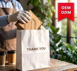 Fully Customizable Heavy Duty Kraft <b>Paper</b> Shopping <b>Bags</b> with Custom Logo <b>Lunch</b> <b>Bags</b> for Food Service Businesses (OEM/ODM Brand) - Product Image 1