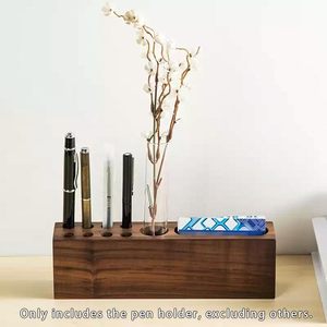 Porte-stylos pour bureau en bois d'acacia, support à crayons en bois massif, porte-cartes de visite, organisateur de stylos-plume, décoration esthétique minimaliste - Product Image 4