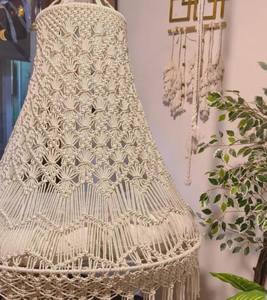 Fauteuil suspendu en macramé fait main |   Chaise bohème en coton naturel pour espace de détente intérieur/extérieur - Product Image 4