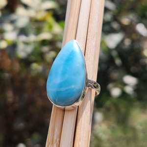 Larimar <b>Ring</b> <b>Men</b> Sterling <b>Silver</b> Natural Blue Gemstone Engagement Gift Handmade Jewelry Elegant - Product Image 3