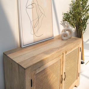 Vandana Arista Aureo Two Rattan Doors <b>Sideboard</b> for Stylish Modern Indoor & Outdoor Interiors - Product Image 3