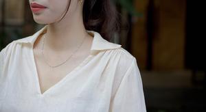 Sophisticated Formal Loose Ramie Blend <b>Blouses</b> Lightweight Breezy Silhouette Dramatic Billowy Sleeves Patterned Plaid Made - Product Image 3