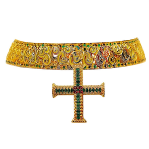 Conjunto de Collar Gargantilla con Cruz de Diamantes y Cobre Geométrico Chapado en Oro de 18K - Product Image 2