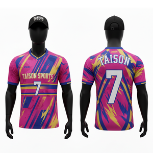 Maillot de football pour homme en polyester respirant de qualité supérieure 150 GSM, bleu vert néon, motif hexagonal, sublimation, logo personnalisé, kit d'équipe - Product Image 4