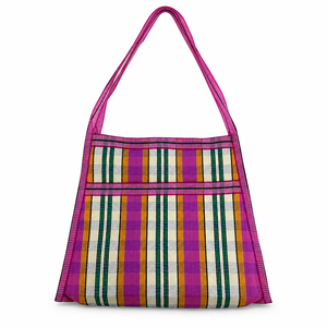 Recycled Nylon <b>Fabric</b> <b>Tote</b> <b>Bag</b> Colorful Striped Shopping Shoulder <b>Bag</b> Reusable Eco Friendly Carry <b>Bag</b> - Product Image 3