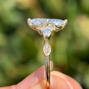 Bague de fiançailles et de mariage en or jaune 14 carats avec diamant de laboratoire taille marquise de 2,65 carats, cadeau de fête, bijoux - Product Image 4