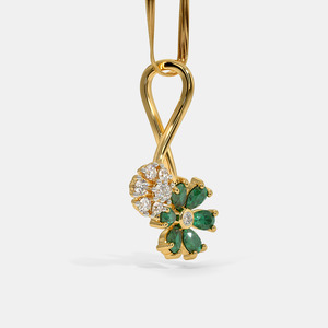 Yellow Gold <b>Emerald</b> Floral Lab Grown Diamond <b>Pendant</b> Necklace - Product Image 6