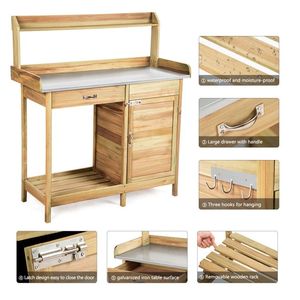Giardino esterno panca in legno panca da lavoro elegante soluzione di stoccaggio - Product Image 4