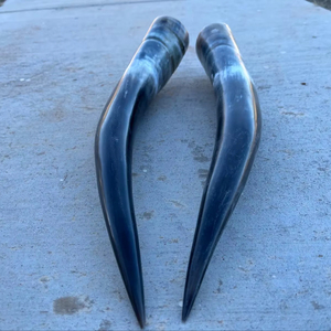 Par de Cuernos de Búfalo Pulidos para Decoración de Pared, Diseño Art Deco, Grandes de 27 a 35 Pulgadas, para Bodas, Cumpleaños, Aniversarios - Product Image 1